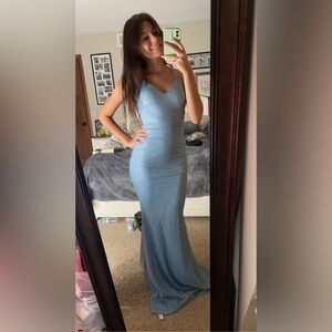 Blue sparkly prom dress. Never worn and in great condition. Also new with tags.